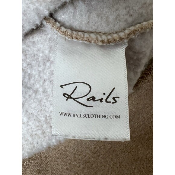 Rails Nico Heathered Camel Cropped Lined Hoodie Pullover Sweatshirt Women Large - Picture 8 of 9